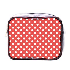 Polka-dots-red Mini Toiletries Bag (one Side) by nate14shop