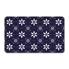 White Blue Floral Pattern Magnet (rectangular) by designsbymallika