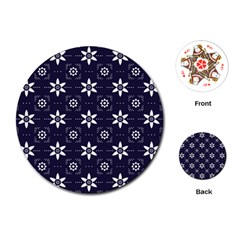White Blue Floral Pattern Playing Cards Single Design (round) by designsbymallika