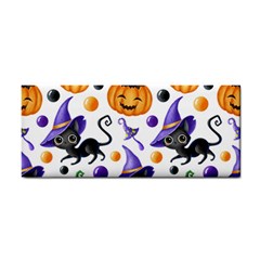 Halloween Cat Pattern Hand Towel by designsbymallika