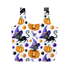 Halloween Cat Pattern Full Print Recycle Bag (m)