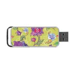 Blue Purple Floral Pattern Portable Usb Flash (one Side) by designsbymallika