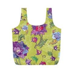 Blue Purple Floral Pattern Full Print Recycle Bag (m)