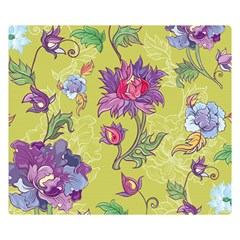 Blue Purple Floral Pattern Double Sided Flano Blanket (small)  by designsbymallika