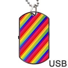 Rainbow-lines Dog Tag Usb Flash (one Side) by nate14shop