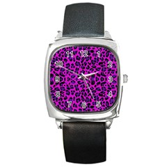 Pattern-tiger-purple Square Metal Watch