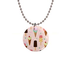 Cute-pink-ice-cream-and-candy-seamless-pattern-vector 1  Button Necklace by nate14shop