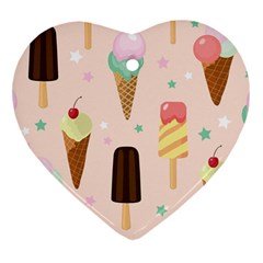 Cute-pink-ice-cream-and-candy-seamless-pattern-vector Heart Ornament (two Sides) by nate14shop