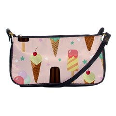 Cute-pink-ice-cream-and-candy-seamless-pattern-vector Shoulder Clutch Bag by nate14shop