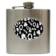 Backdrop-black-white,christmas Hip Flask (6 Oz) by nate14shop