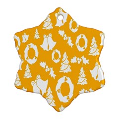 Backdrop-yellow-white Snowflake Ornament (Two Sides)