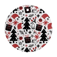 Christmas Tree-background-jawelry Bel,gift Ornament (Round)