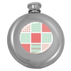 Christmas Greeting Card Design Round Hip Flask (5 Oz) by nate14shop