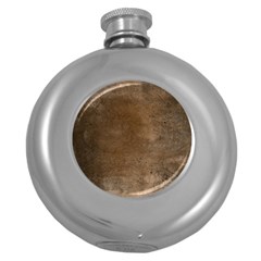 Background-wood Pattern Dark Round Hip Flask (5 Oz) by nate14shop