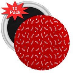 Christmas Pattern,love Red 3  Magnets (10 Pack)  by nate14shop