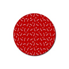 Christmas Pattern,love Red Rubber Round Coaster (4 Pack) by nate14shop