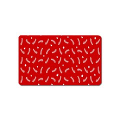 Christmas Pattern,love Red Magnet (name Card) by nate14shop