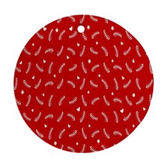 Christmas Pattern,love Red Round Ornament (two Sides) by nate14shop