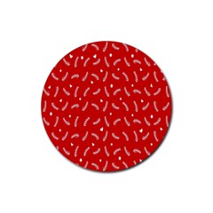 Christmas Pattern,love Red Rubber Coaster (round) by nate14shop