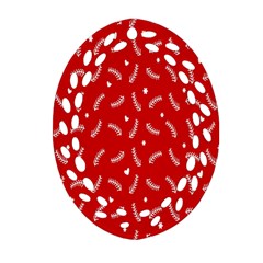 Christmas Pattern,love Red Oval Filigree Ornament (two Sides) by nate14shop