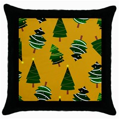 Christmas Tree,yellow Throw Pillow Case (black) by nate14shop