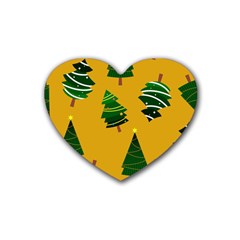 Christmas Tree,yellow Rubber Coaster (heart) by nate14shop