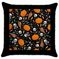Halloween Pattern 3 Throw Pillow Case (black) by designsbymallika