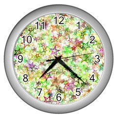 Background-christmas-star-advent- Wall Clock (silver)