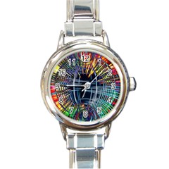 Color-background-structure-lines- Round Italian Charm Watch