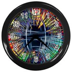 Color-background-structure-lines- Wall Clock (Black) Front