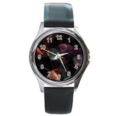 Crystals Background Designluxury Round Metal Watch by Jancukart