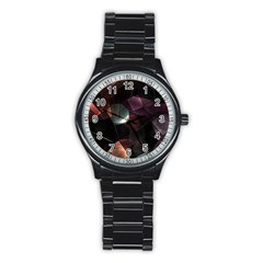 Crystals background designluxury Stainless Steel Round Watch