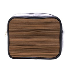 Texture Wood,dark Mini Toiletries Bag (one Side) by nate14shop