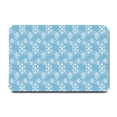 Snowflakes, White Blue Small Doormat 