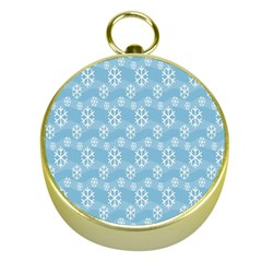 Snowflakes, White Blue Gold Compasses by nateshop