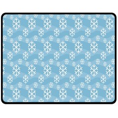 Snowflakes, White Blue Double Sided Fleece Blanket (medium)  by nateshop