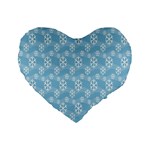 Snowflakes, White Blue Standard 16  Premium Flano Heart Shape Cushions Front