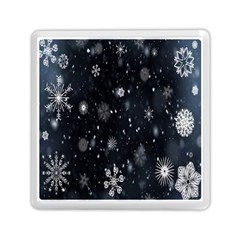Snowflakes,white,black Memory Card Reader (square)