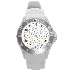 Snowflakes,colors Of The Rainbow Round Plastic Sport Watch (l)