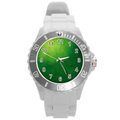 Light Green Abstract Round Plastic Sport Watch (l) by nateshop