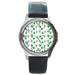 Christmas-trees Round Metal Watch by nateshop