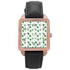 Christmas-trees Rose Gold Leather Watch  by nateshop