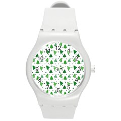 Christmas-trees Round Plastic Sport Watch (m)