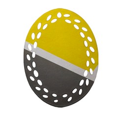 Pattern Yellow And Gray Oval Filigree Ornament (two Sides)