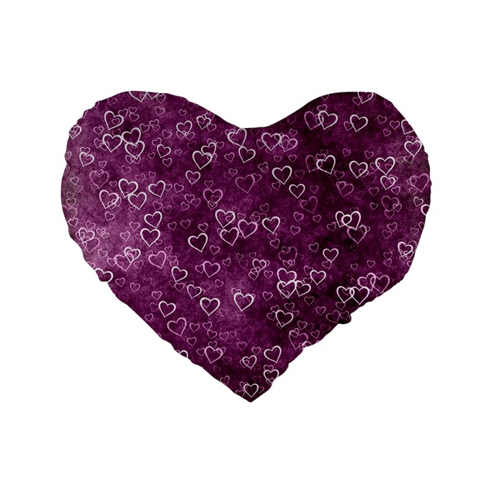 Background Purple Love Standard 16  Premium Flano Heart Shape Cushions