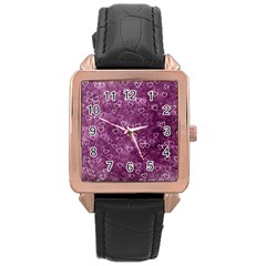 Background Purple Love Rose Gold Leather Watch  by nateshop