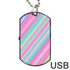 Background-lines Pink Dog Tag Usb Flash (one Side) by nateshop