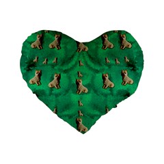 Happy Small Dogs In Calm In The Big Blooming Forest Standard 16  Premium Heart Shape Cushions by pepitasart