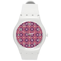 Abstract-background-motif Round Plastic Sport Watch (m)