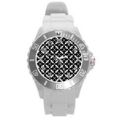 Abstract-black Round Plastic Sport Watch (l) by nateshop